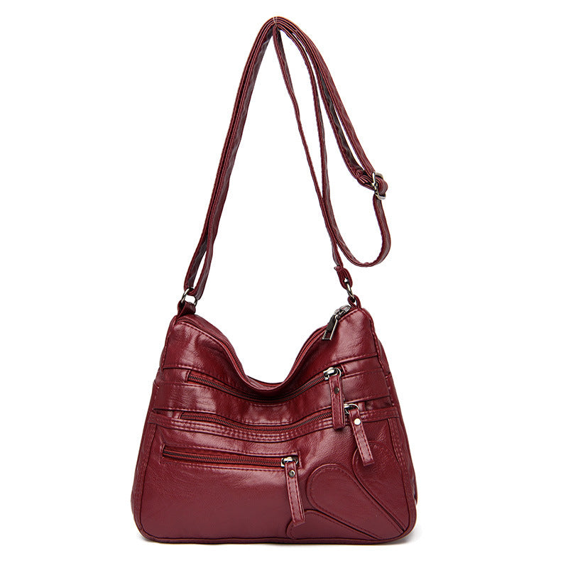 Shoulder Bag Soft Leather Large Capacity Middle-Aged Lady Diagonal Bag