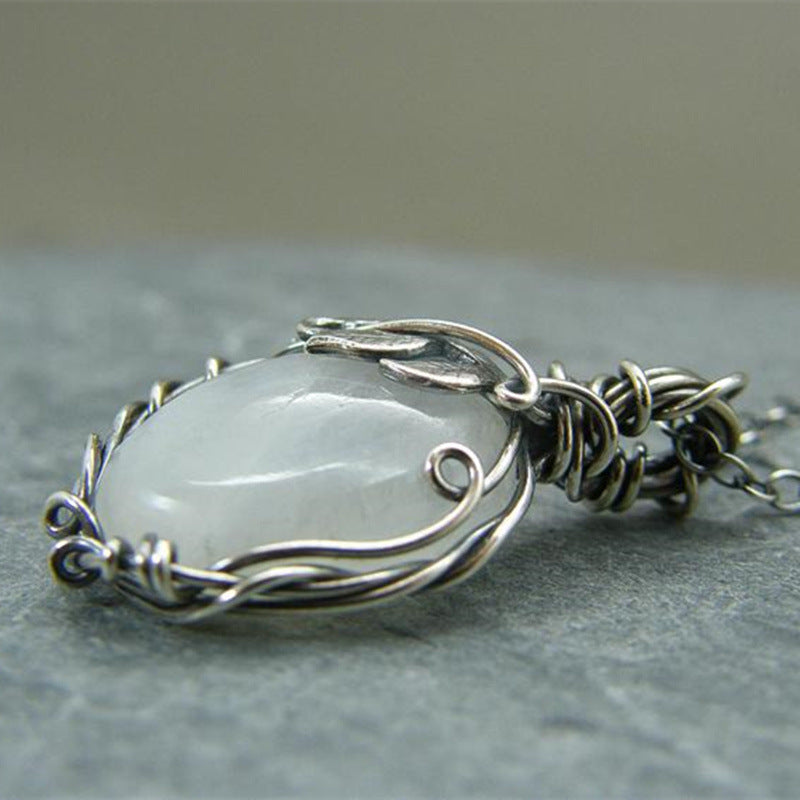 Retro Winding Moonstone Necklace Women