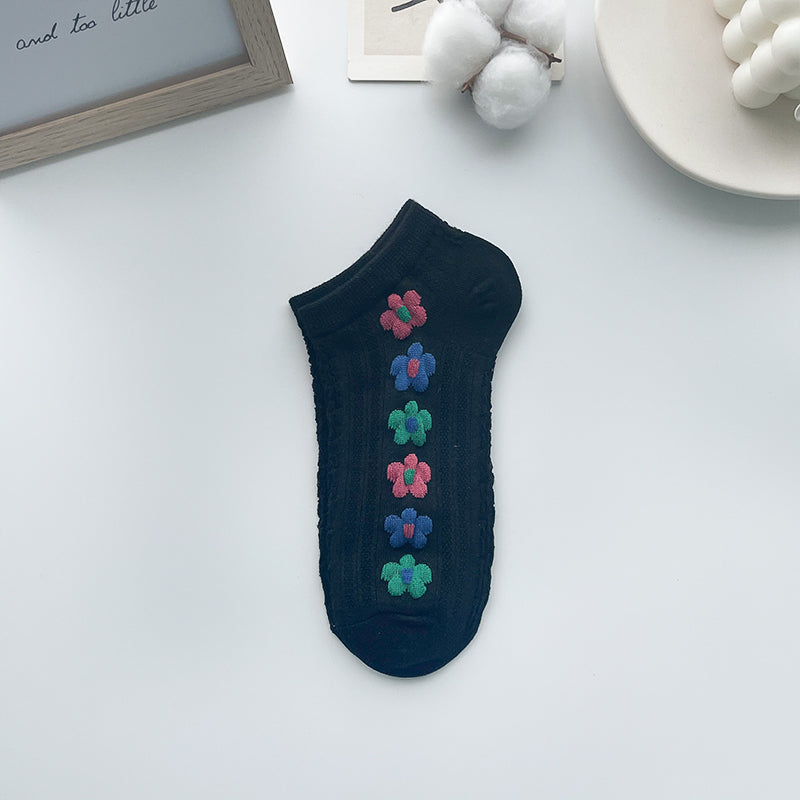 Retro Socks Shallow Mouth Flower Socks Women