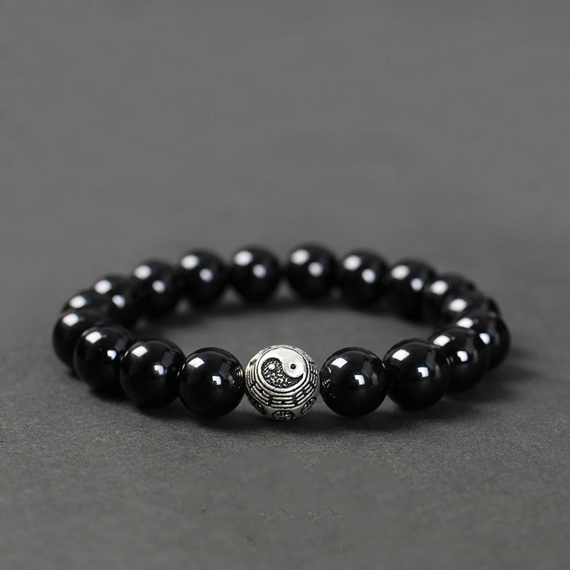 Black Agate Bracelet Transfer Beads For Men