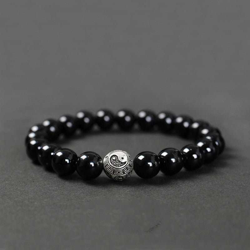 Black Agate Bracelet Transfer Beads For Men