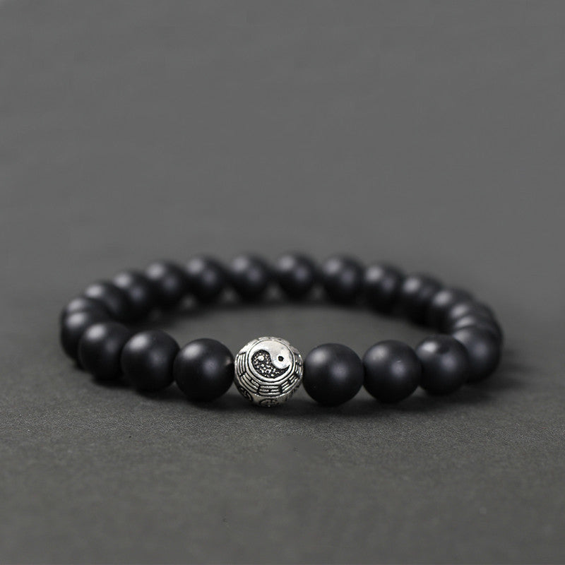 Black Agate Bracelet Transfer Beads For Men