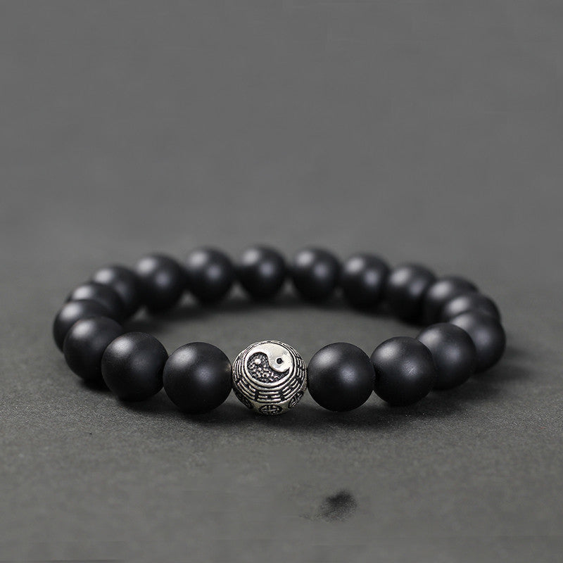 Black Agate Bracelet Transfer Beads For Men