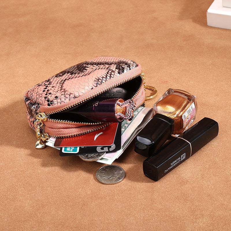 Snakeskin Top Layer Leather Small Wallet