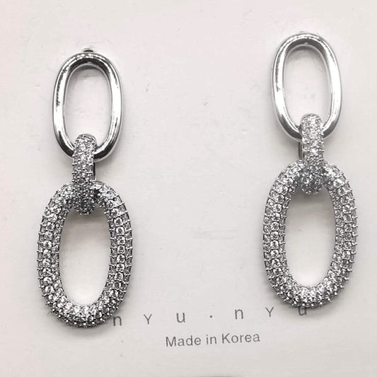 Womens Earrings Light Luxury Chain Micro-Inlaid Zircon Earrings