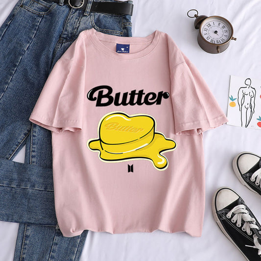 Bulletproof New Album Butter Butter Loose Short-sleeved Cotton T Women