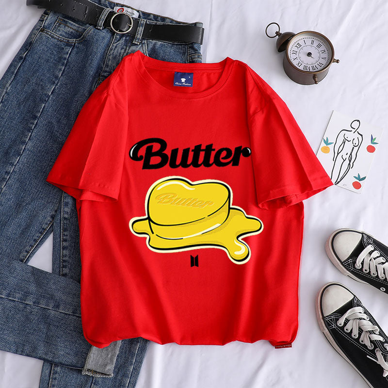 Bulletproof New Album Butter Butter Loose Short-sleeved Cotton T Women