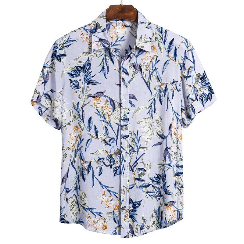 Pretty Flower Beach Wind Flower Shirt Men's Multi-color Series Short-sleeved