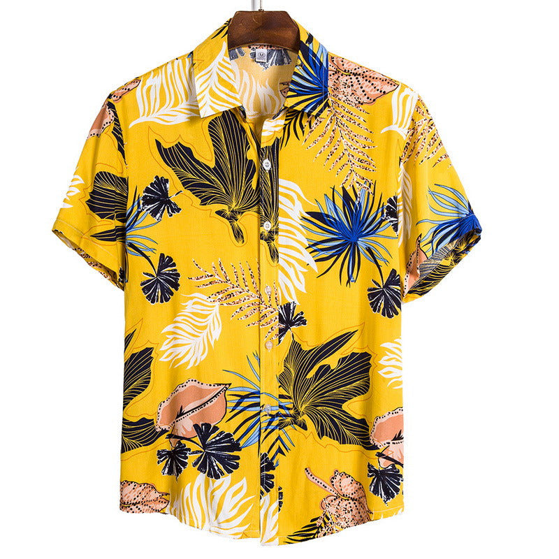 Pretty Flower Beach Wind Flower Shirt Men's Multi-color Series Short-sleeved