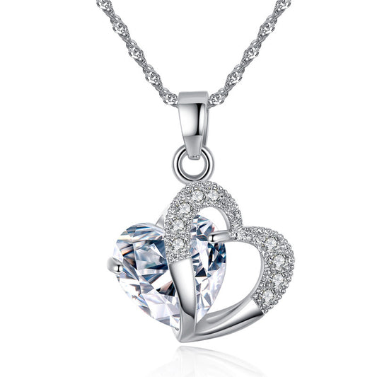 Platinum-plated Beautiful Heart Necklace For Women