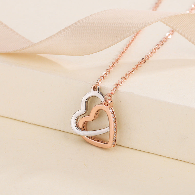 Silver Double Love Color Matching Necklace Women