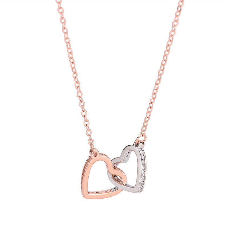 Silver Double Love Color Matching Necklace Women