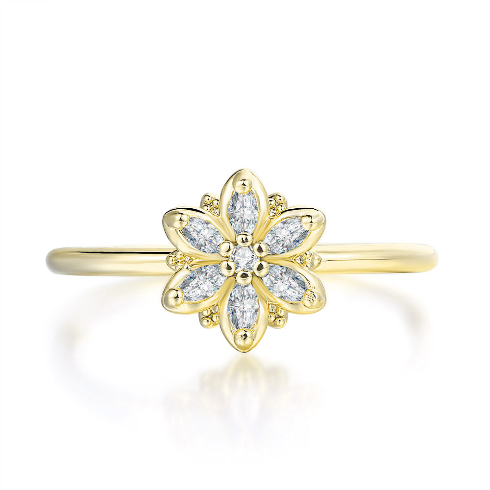 Zircon Flower Fine Ring Women