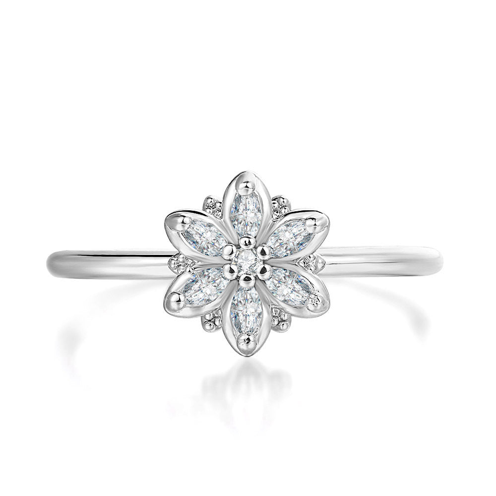 Zircon Flower Fine Ring Women