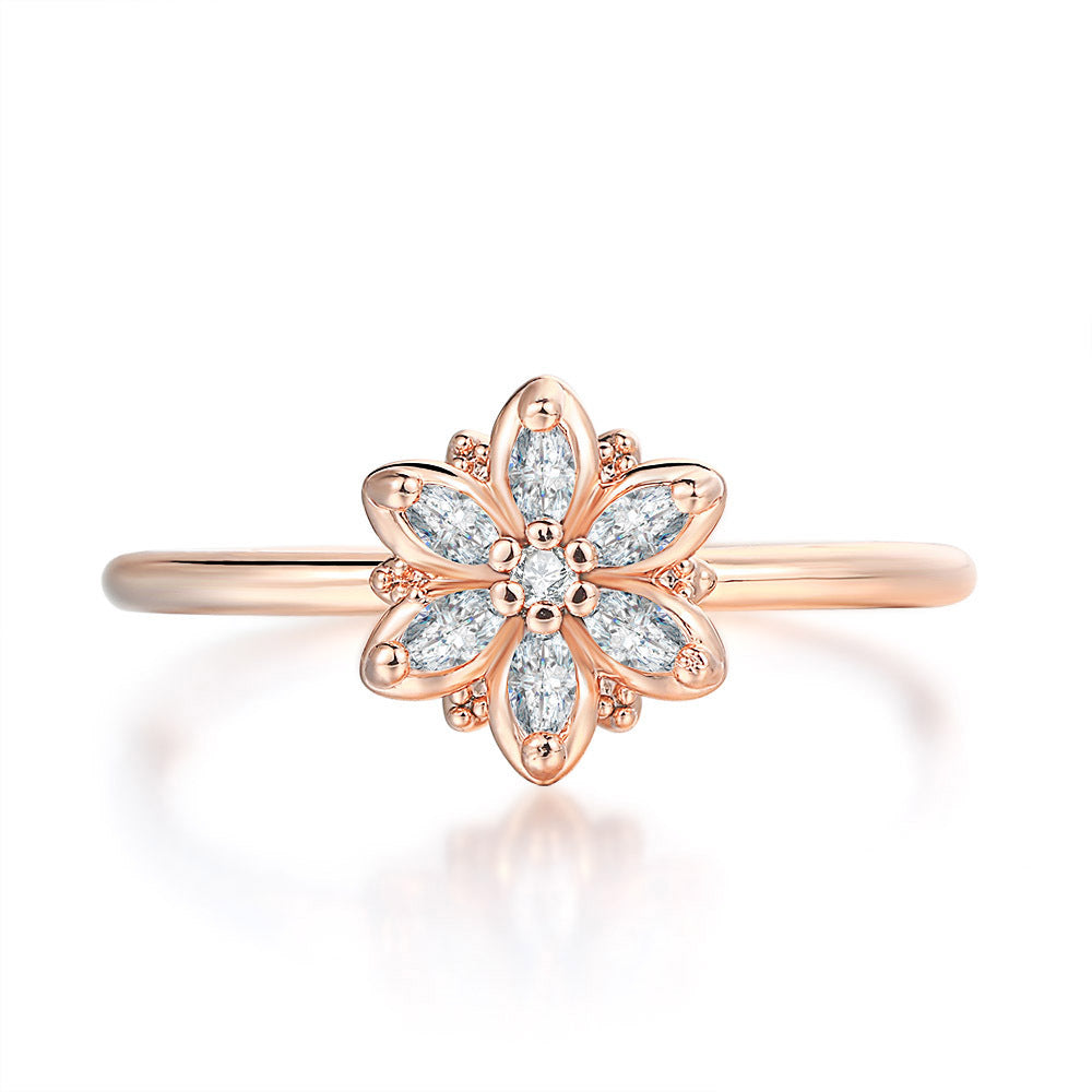 Zircon Flower Fine Ring Women