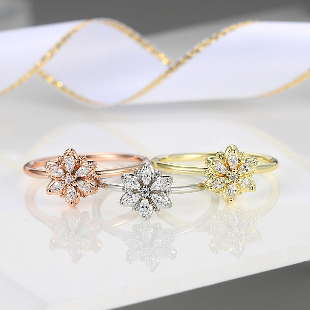 Zircon Flower Fine Ring Women