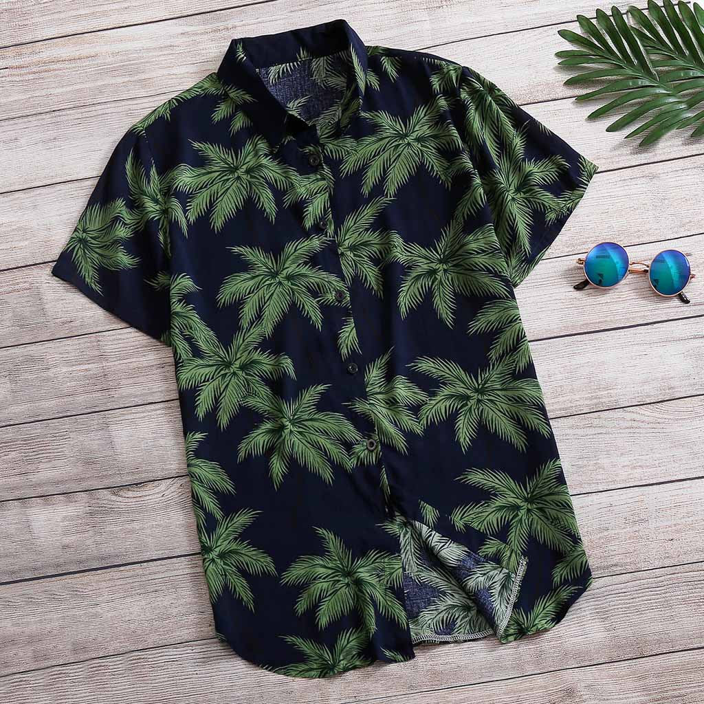 Men's Short Sleeve Shirt T-shirt Loose Top Beach Hawaiian Floral Top Summer