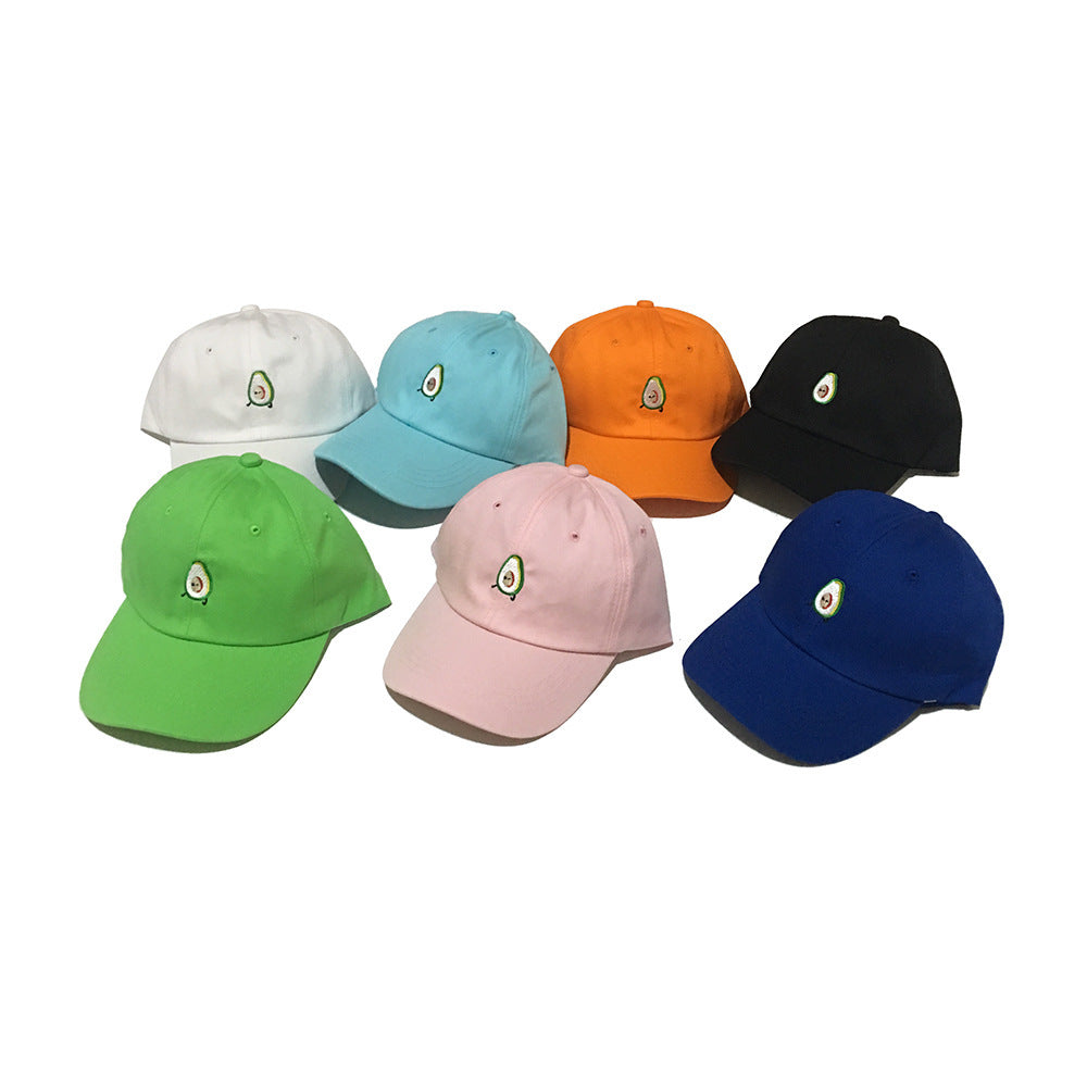 Avocado Baseball Cap With Embroidered Expression Casual Soft Top Style Curved Brim Cap