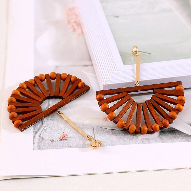 Handmade wooden beads geometric earrings