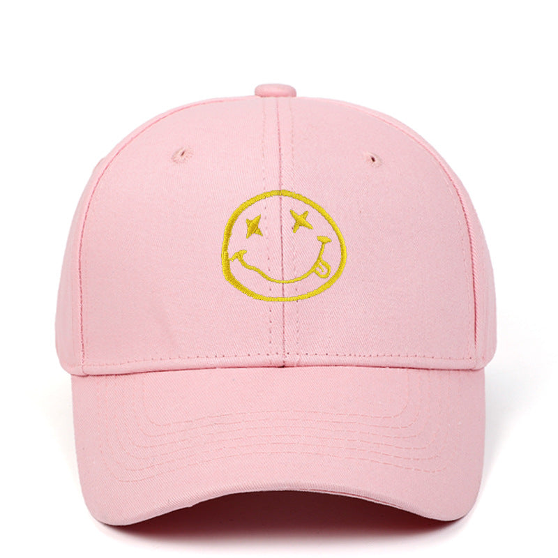 Cartoon smiley embroidered cotton baseball cap