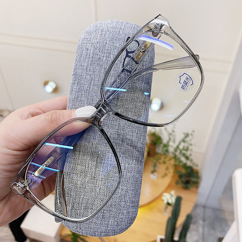 Round Anti-Blue Glasses Female Glasses Frame Plain Mirror