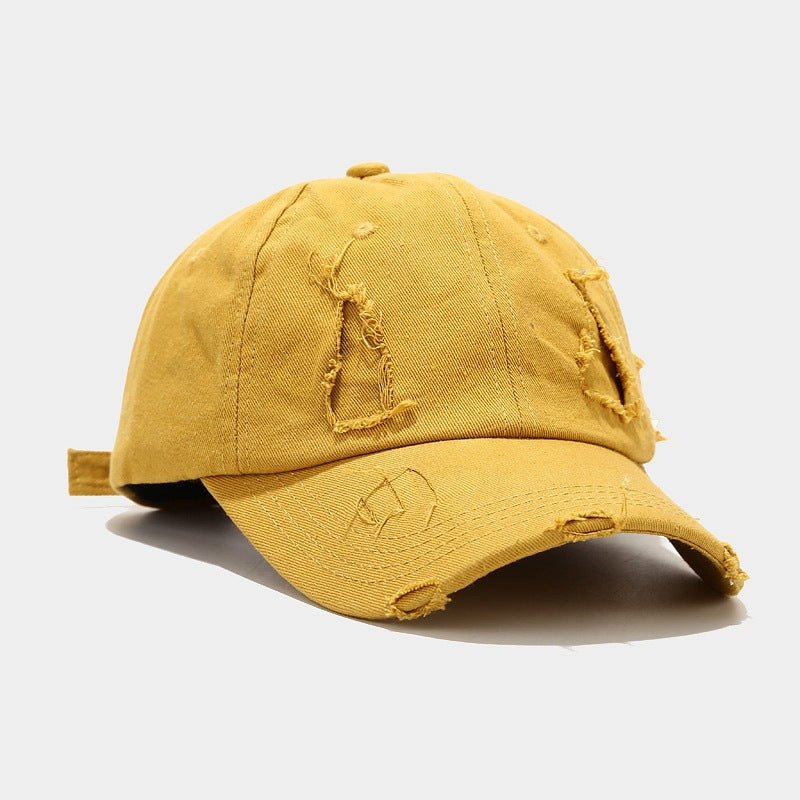 Frayed Washed Baseball Cap Casual Retro Sunshade Cap