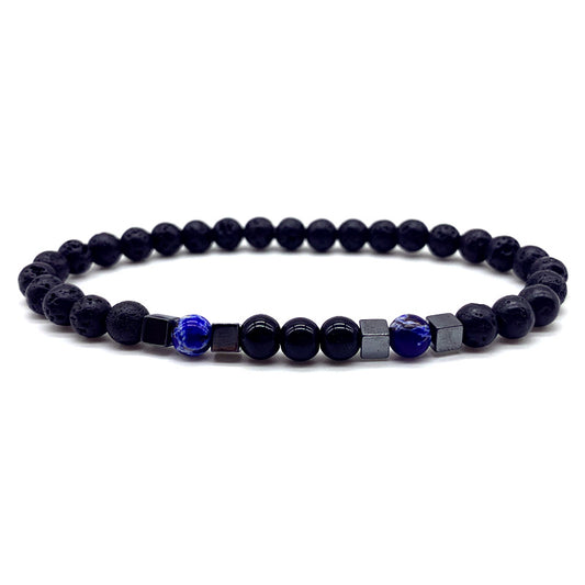 2022 new vintage cube men bracelet fashion handmade 6mm lava stone bead bracelet for men jewelry gift