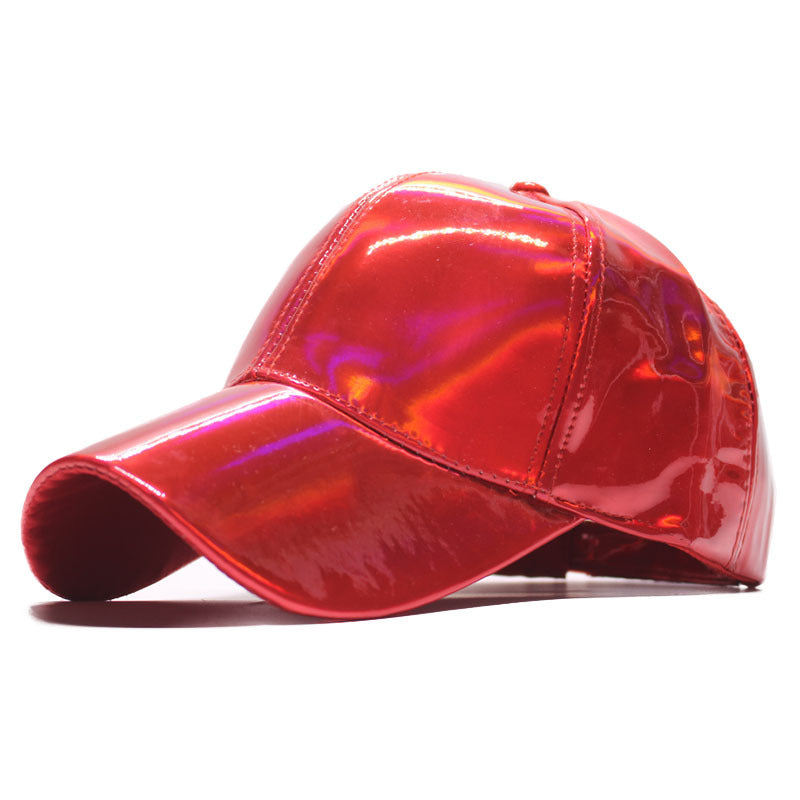 Colorful patent leather baseball cap