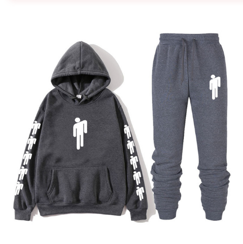 Hoodie print American singer Billie Eilish Hoodie men and women Harajuku hip hop Brilie Eilish sweatshirt set+ pants