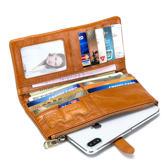 Women's long leather wallet