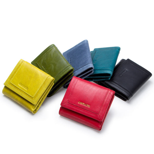 Women's leather wallet 30% short leather wallet