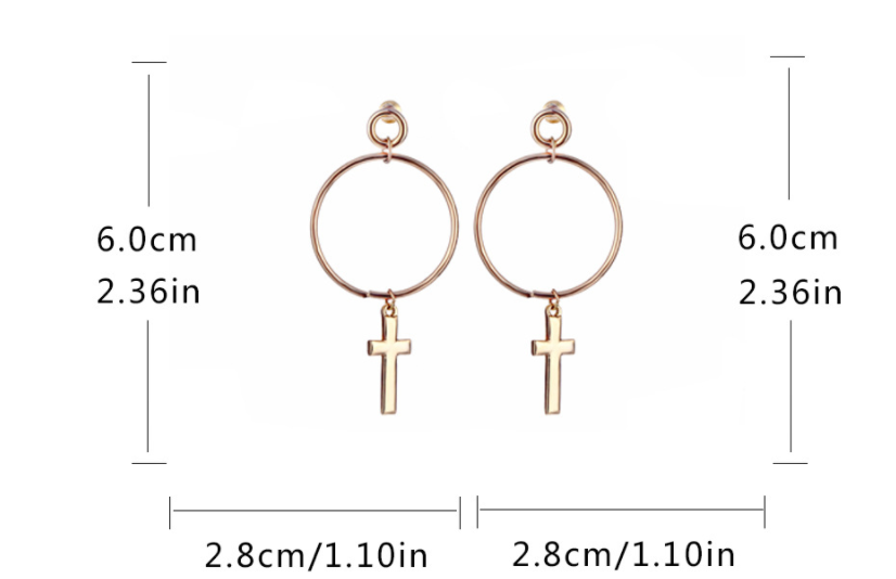 Simple Personality Cross Tassel Alloy Earrings Women