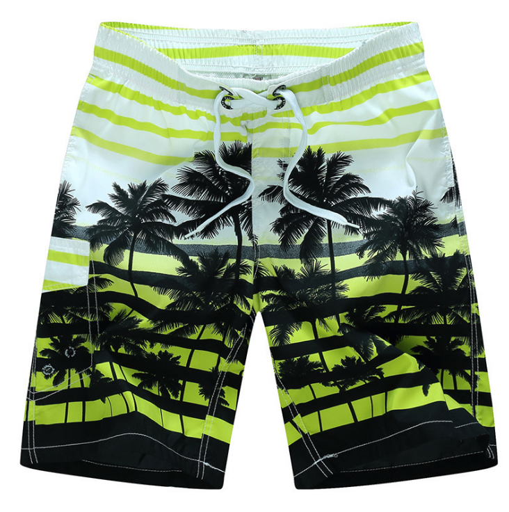 Seaside loose striped printed coconut tree beach shorts