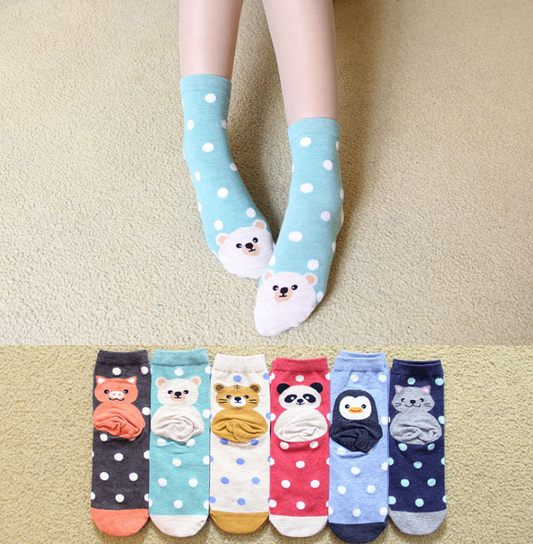 Newly Design Cute Cotton Jacquard Fruit Socks Women Lovely Animal Cat Footprint Dog Sock Winter Female Crew Women Socks