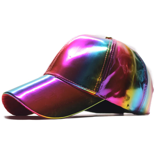 Colorful patent leather baseball cap