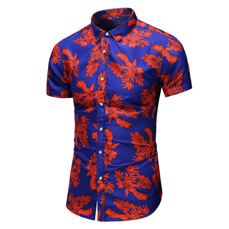 Summer Men's Short-sleeved Floral Shirt Fashion Casual Printing Plus Size Shirt For Men