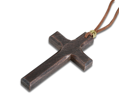 Vintage wooden cross pendant necklace