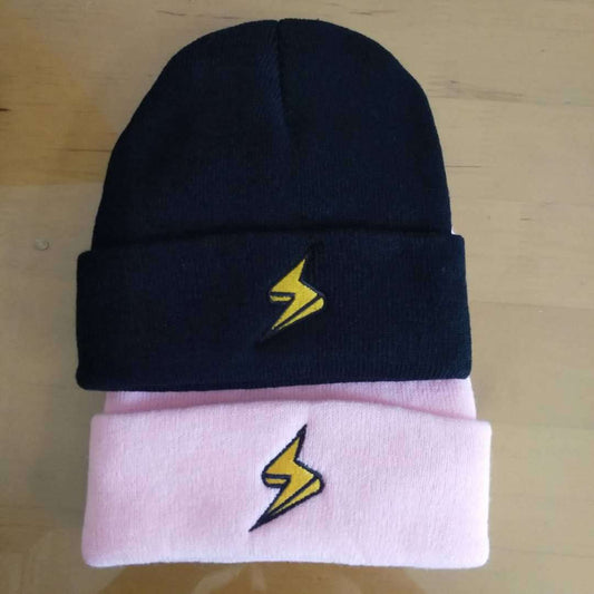 Lightning embroidery beanie