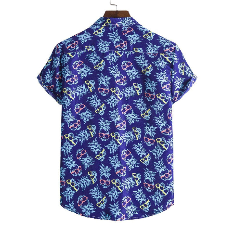 Beach Style Summer Suit Collar Short Sleeve Printed Shirt