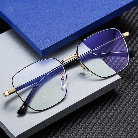 Anti - Blue Mirror Metal Square Frame Glasses