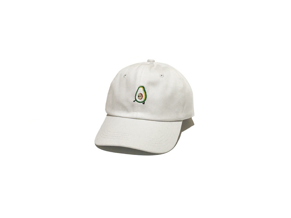 Avocado Baseball Cap With Embroidered Expression Casual Soft Top Style Curved Brim Cap