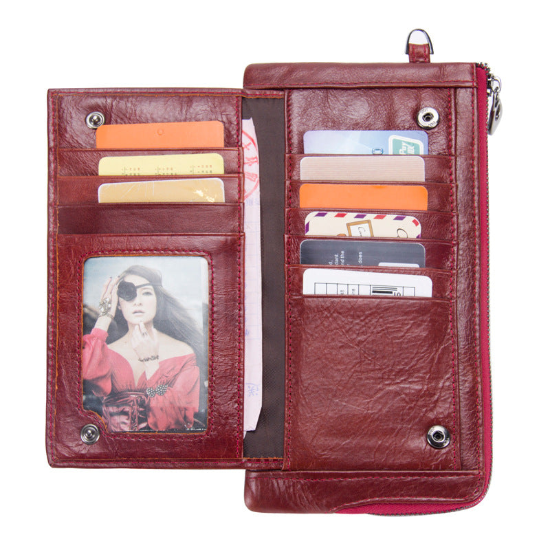 RFID anti-theft brushed leather ladies wallet