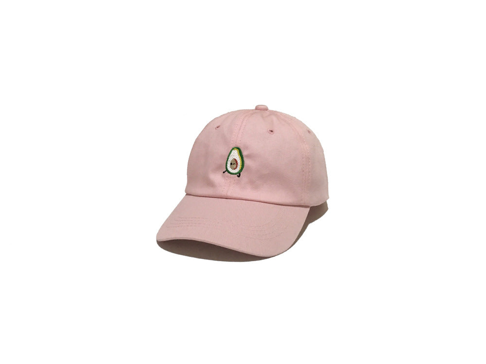 Avocado Baseball Cap With Embroidered Expression Casual Soft Top Style Curved Brim Cap