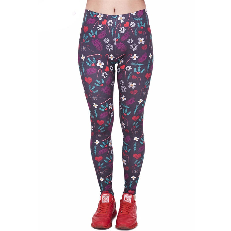 Christmas printed Capris high waisted sports Leggings