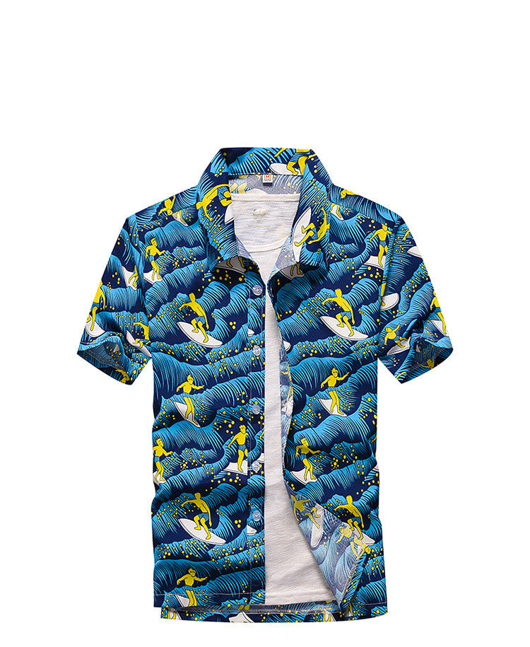 Printed beach short sleeve shirt