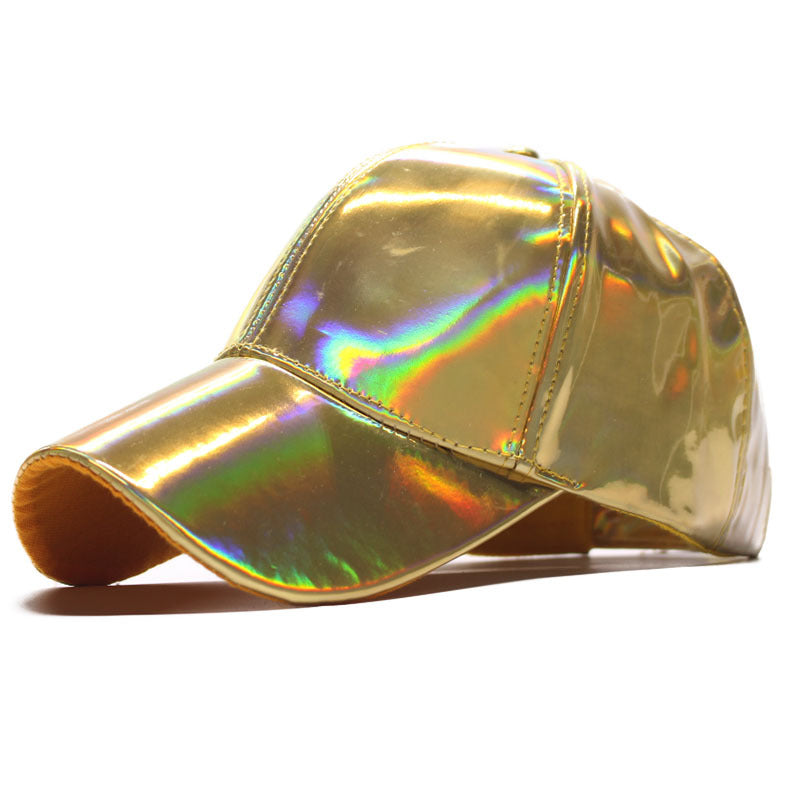 Colorful patent leather baseball cap