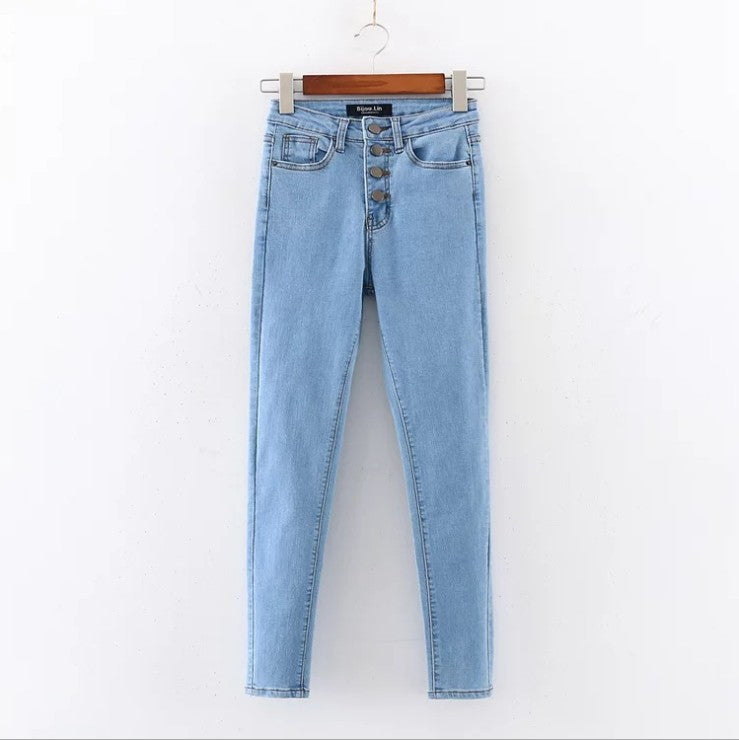 Single breasted jeans women's feet