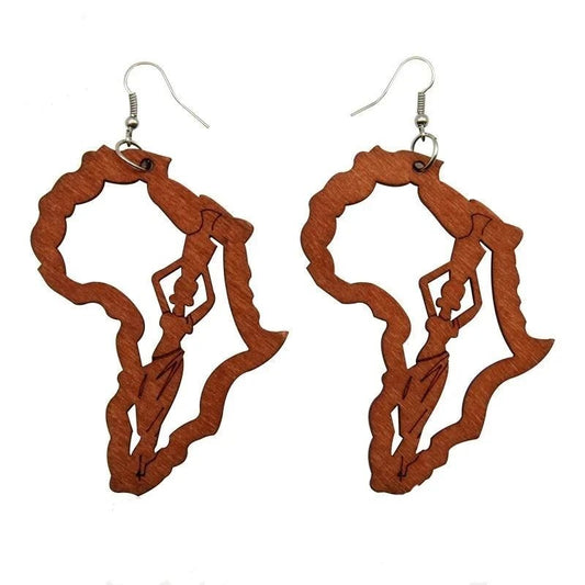 Map wooden earrings