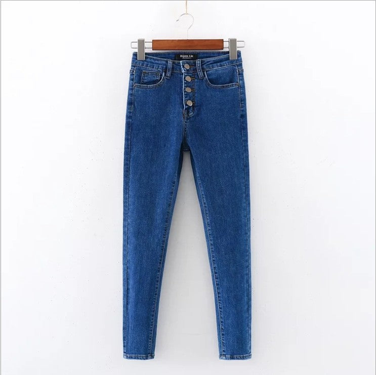 Single breasted jeans women's feet