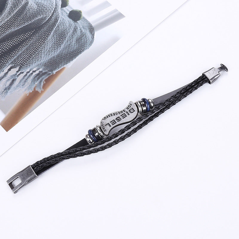 Men and women alloy leather bracelet